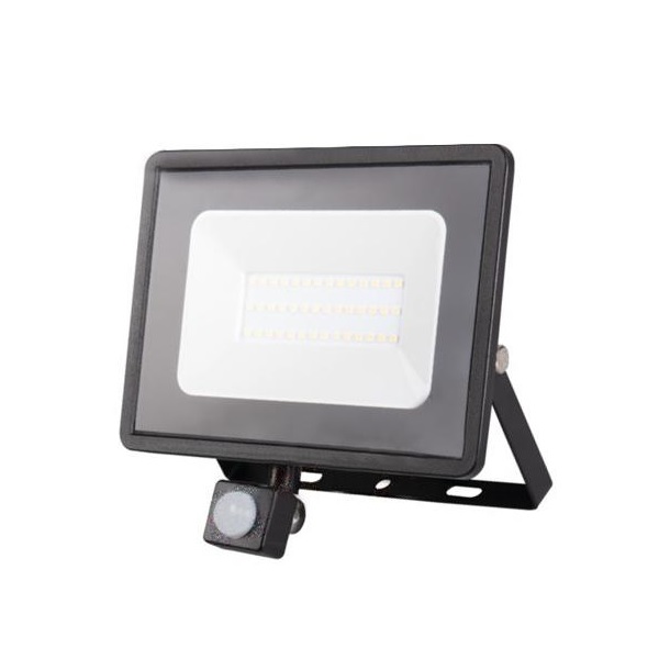 Proiettore Led 30W Luce Natura Con sensore Movimento 2300 Lumen Nero